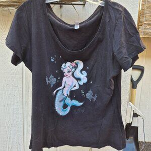 Mermaid Tee Shirt Pearla by Miss Fluff XXL, Pinup Rockabilly
